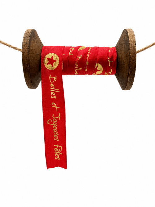 Ruban Belles et Joyeuses Fêtes - RUBAN CHOCOLAT
