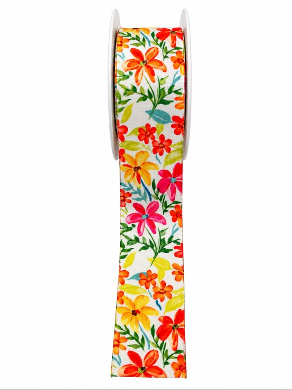 Ruban Fleurs Colorées - RUBAN CHOCOLAT