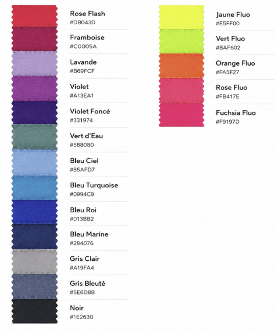 Nuancier des couleurs
